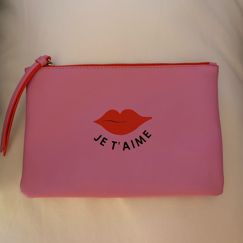 pink faux leather wristlet pouch